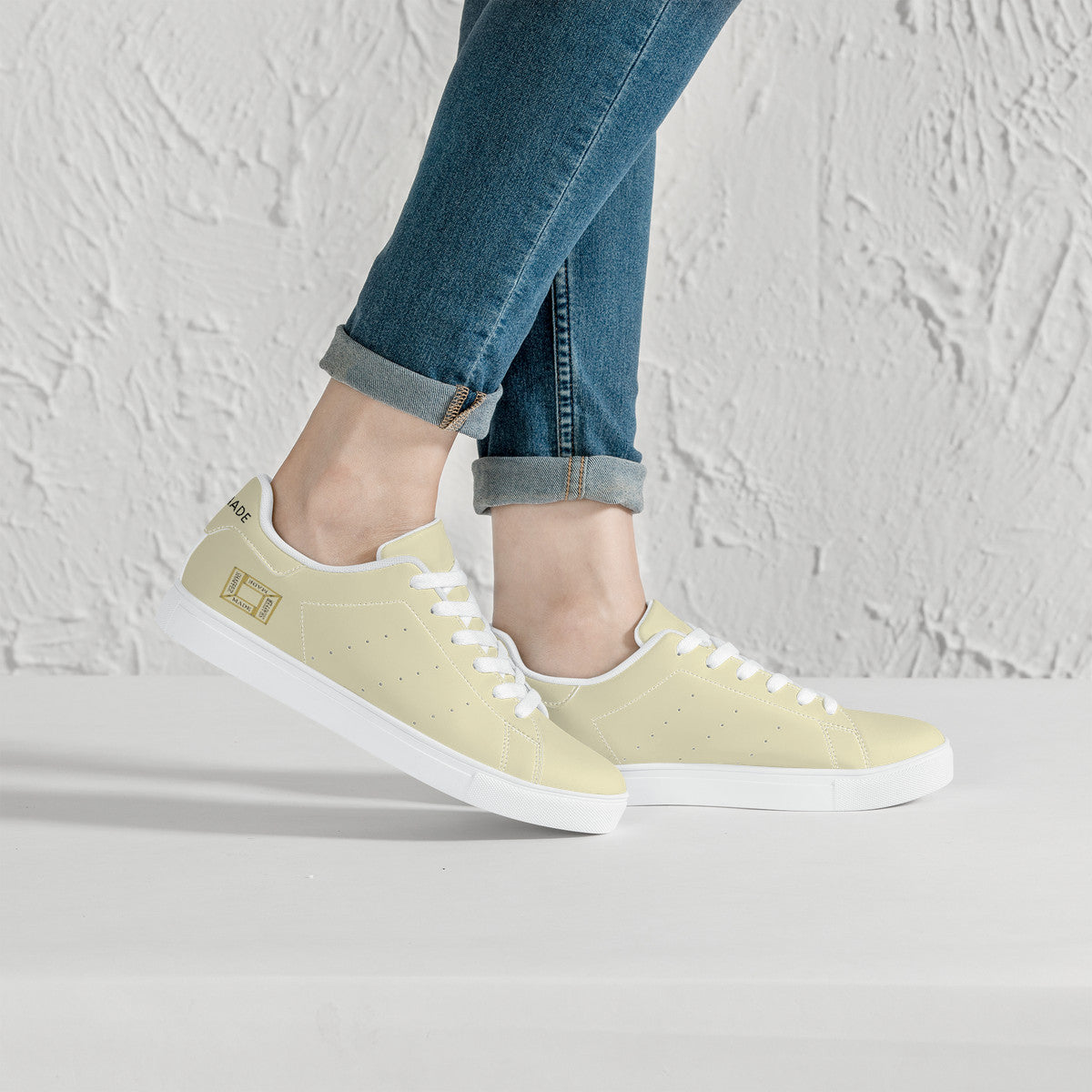 SHAFFERMADE Low-Top Synthetic Leather Sneakers - Beige