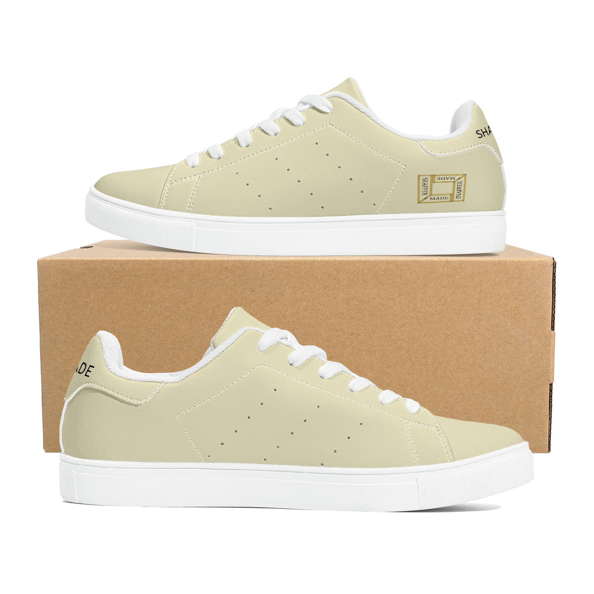 SHAFFERMADE Low-Top Synthetic Leather Sneakers - Beige